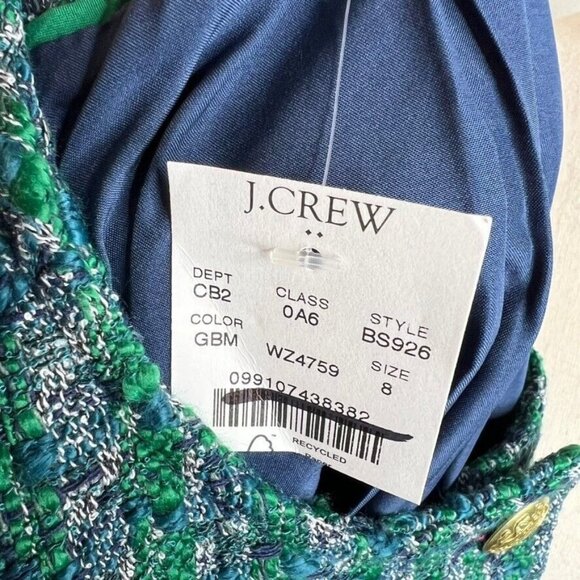 J.Crew Womens $228 Tweed Lady Jacket Blue Green Size 8 BS926 - Picture 10 of 11